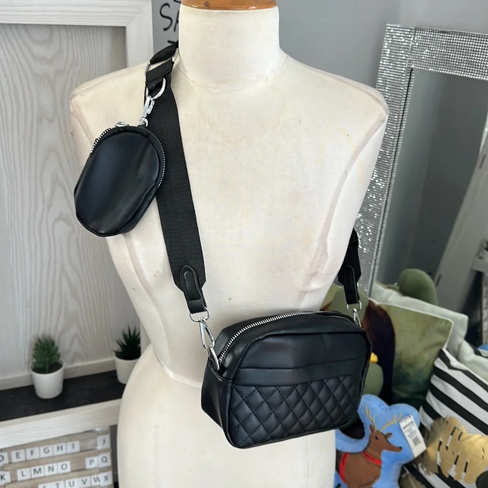 Quilted mini bag with attached coin purse - Picture 4 of 7